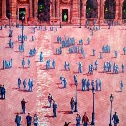 Love the Louvre, painting by Wayne Williams 24 x 30, mixed media