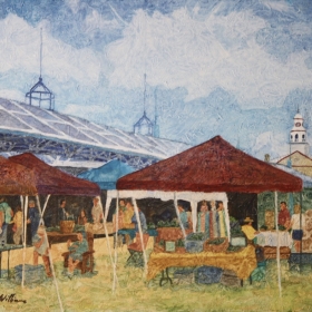 Market Day in Perth, 16 x 20, framed, acrylic