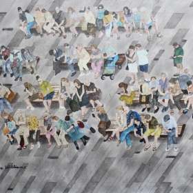 Waiting, 24 x 36, mixed media